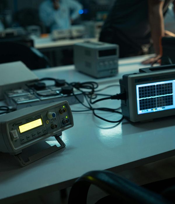 Clean engine compartment with professional diagnostic cables and connectors attached to control unit